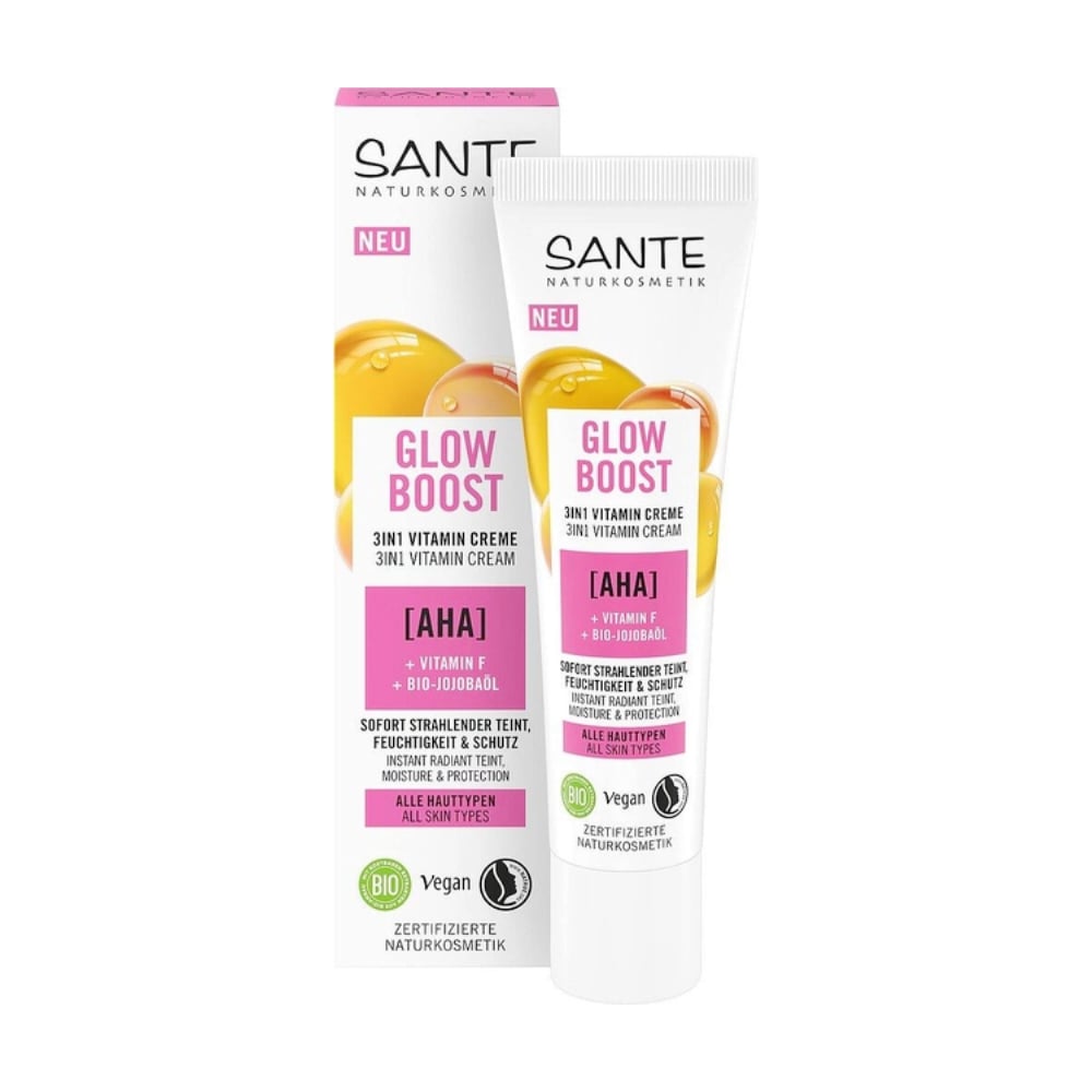 Вітамінний біокрем для обличчя Sante Glow Boost 3 In 1 Vitamin Cream з фруктовими АНА-кислотами, 30 мл